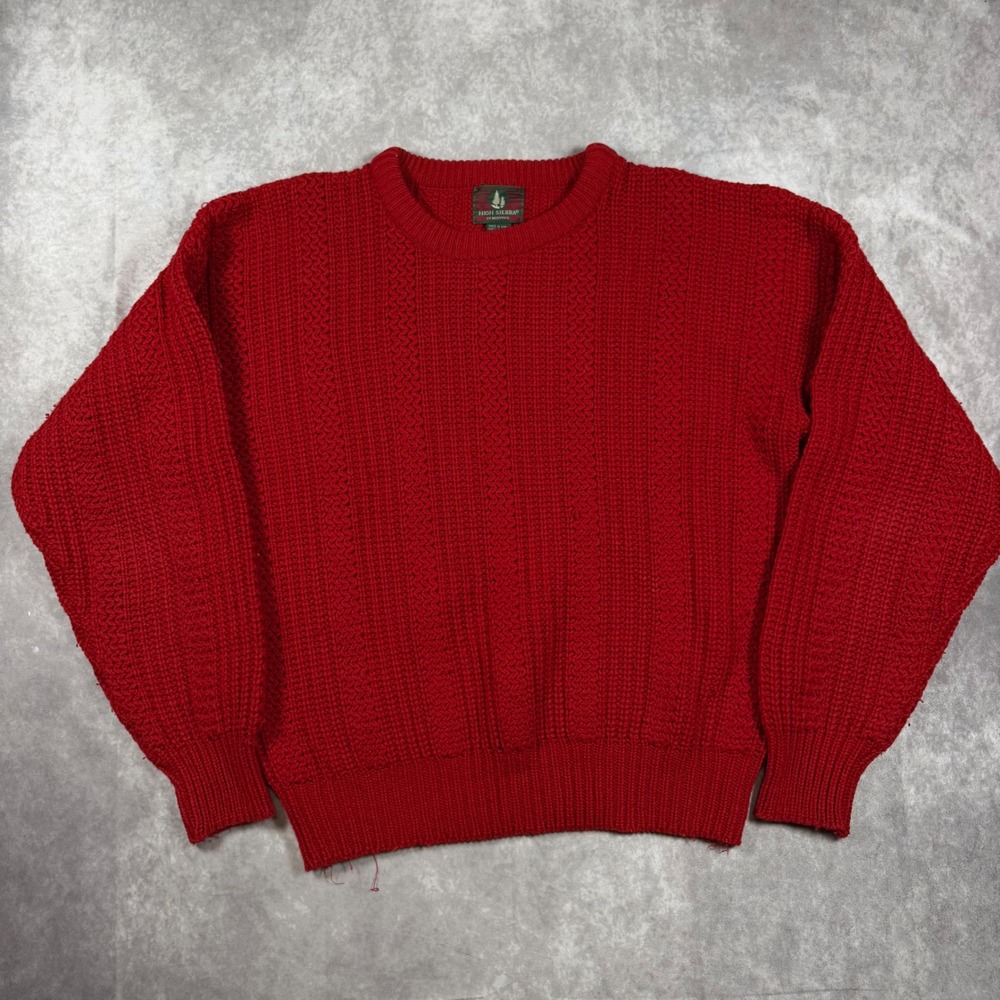 VTG High Sierra by Mervyns Red Chunky Knit Crew Neck Sweater Large Cottagecore